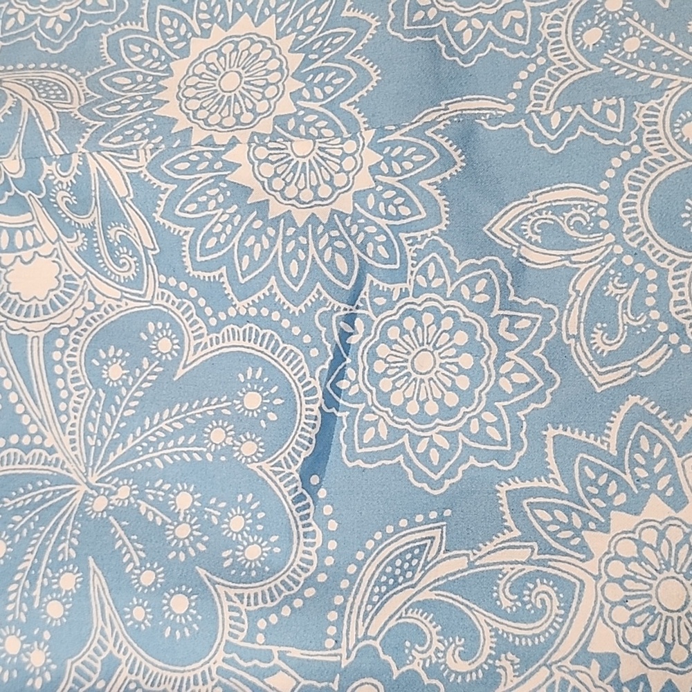 Ann Taylor Loft Blue Paisley Floral Sleeveless Short Embroidered Shift Dress. 4 - Picture 12 of 14